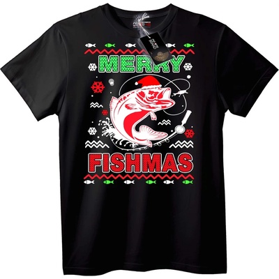 NOONEBRAND Тениска Весела Рибна Коледа - 2XL, White