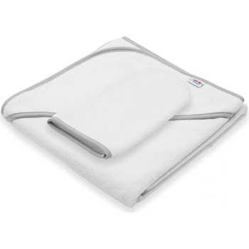 New Baby froté osuška s kapucňou BASIC 80x80 bielo-šedá