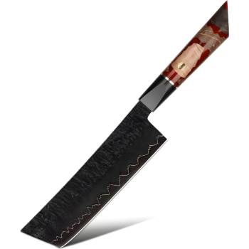 HARAHU Дамаски кухненски нож EN-37393 - Nakiri / Червен / Кафяв KP37393 (EN-37393)