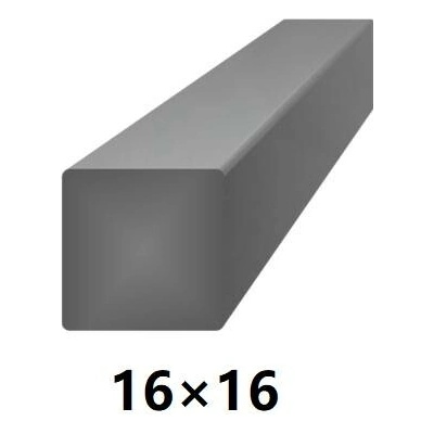 Hranatá čtvercová plná ocelová tyč 16x16 mm (čtyřhran), bez povrchové úpravy 6 m (J-S16x16-6)