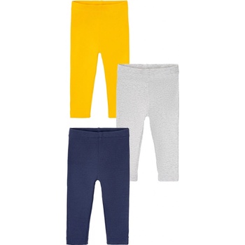 Lupilu Detské legíny s biobavlnou 3 kusy bledosivá námornícka modrá žltá