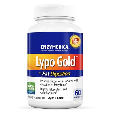 Enzymedica Lypo Gold за разграждане на мазнини, храносмилателни ензими, 60 капсули