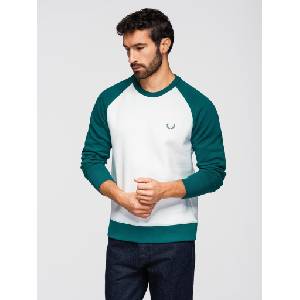 Ombre Clothing Мъжки контрастен суитшърт с раглан ръкави - крем и тъмно зелено V1 OM-SSNZ-0239 Ombre Clothing Ombre Clothing | Byal Bezhov | МЪЖЕ | S