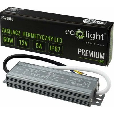 ECOLIGHT Hermetický LED zdroj 12V 60W IP67 voděodolný EC20980