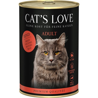 CAT’S LOVE 6х400г Adult Cat´s Love, консервирана храна за котки - говеждо, чисто