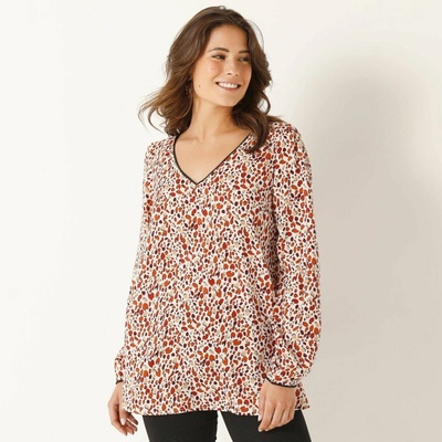 Blancheporte Rozšírená tunika s drobnou potlačou ražná tehlová