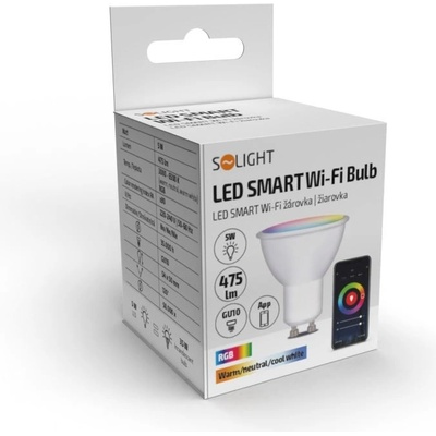 Solight Chytrá WiFi žárovka LED GU10 5W RGB