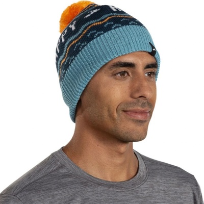 Brooks Heritage Pom beanie Storm Blue Run Happy