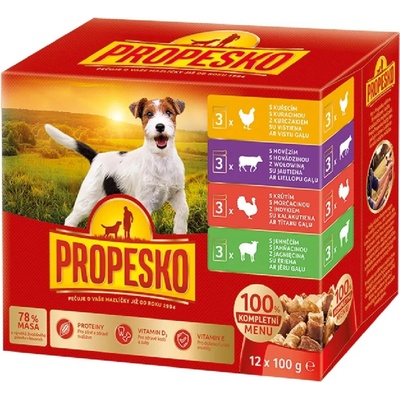 Propesko Adult kuře & hovězí & krůta & jehně 12 x 100 g