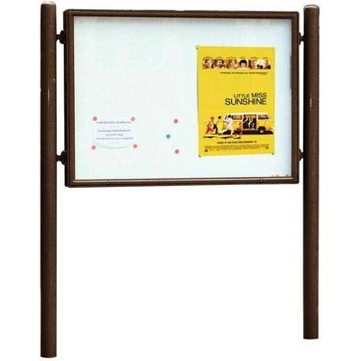 PROCITY Obojstranná vitrína Carrefour 1255x1700 mm, vrátane stĺpikov, hnedá