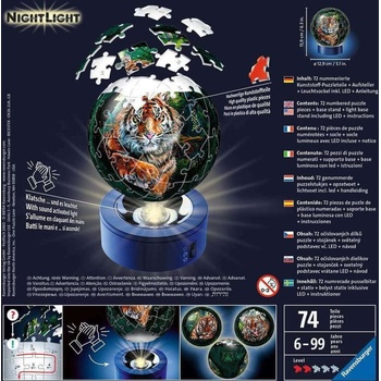Ravensburger 3D puzzleball Svítící Tygr 72 ks