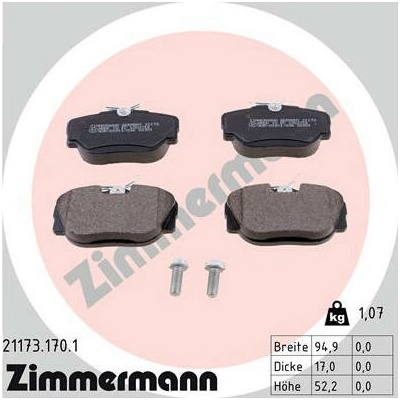 Sada brzdových destiček, kotoučová brzda ZIMMERMANN 21173.170.1