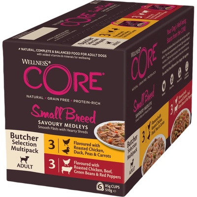 Wellness Core Adult Small Breed Mäsový výber 6 x 85 g