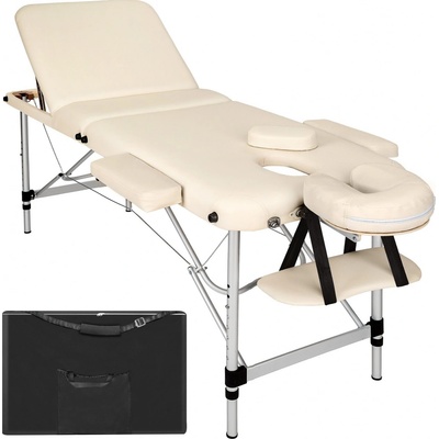 Tectake 401047 3 zónové masážní lehátko s 5cm polstrováním a hliníkovým rámem béžová – Hledejceny.cz