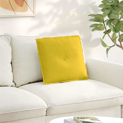 vidaXL Възглавница за гръб Жълто 50 x 45 см Кордюрова тъкан (42014639)