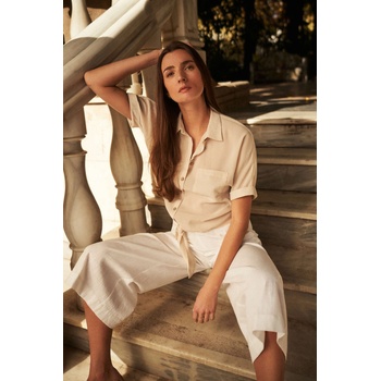 Moodo Блуза с връзване и пясъчен джоб Moodo Moodo | Bezhov | ЖЕНИ | XXL