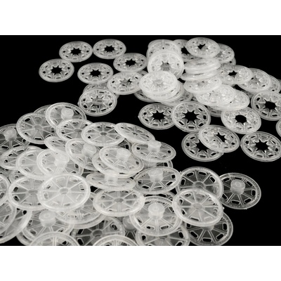 Plastové patentky / stiskací knoflíky Ø25 mm, malé, 1 transparent