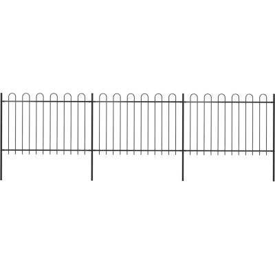 OMAXI Zahradní plot s obloukem nahoře ocelový 504 x 120 cm černý 710884