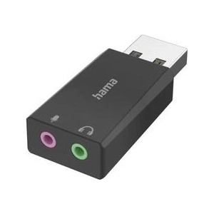Hama външна звукова карта USB-A, 2 x 3.5 мм жака, стерео, изход за слушалки, вход за микрофон (200323) Звукови карти