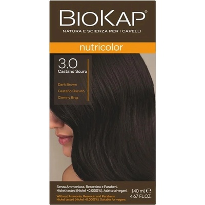 Biokap NutriColor barva na vlasy Tmavá hnědá 3.0
