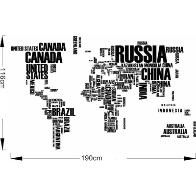 Veselá Stena Samolepka na stenu Mapa sveta Veľkosť: 190 X 116 cm