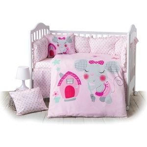 KikkaBoo Бебешки спален комплект Kikkaboo - Pink House, 6 части (41101060011)