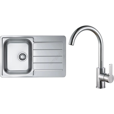 Alveus set0026 - Кухненска мивка line + смесител за мивка tonia 29, 5 см сатен/хром (av0135)