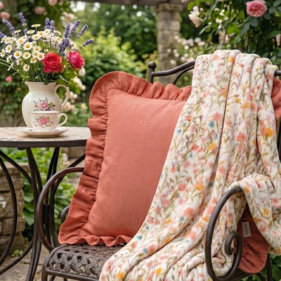 Eurofirany Hebká deka SIONA kvetovaná ružová Polyester 150x200