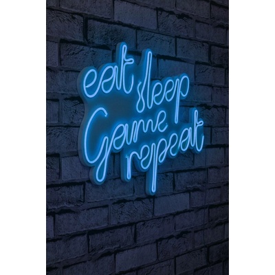 ASIR Nástěnná dekorace s led osvětlením EAT SLEEP modrá