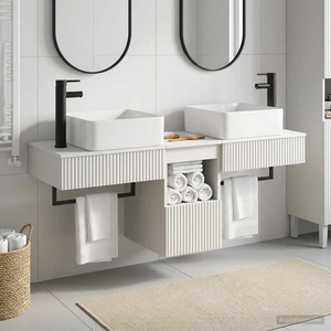vidaXL Комплект шкафове за баня 3 бр. Бял гланц 136 x 35 x 80 см (3405611)