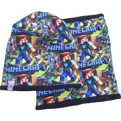 Chlapecká bavlněná souprava s fleecem Minecraft modro-zelená