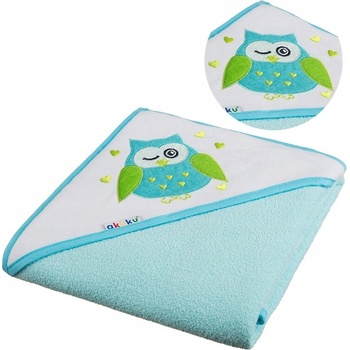 Akuku Detská osuška 100x100 tyrkysová so sovou