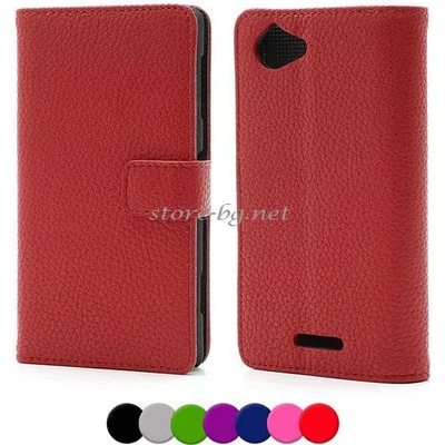 Sony Xperia L S36h Magnetic Wallet Кожен Калъф + Протектор