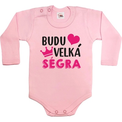 Body s potiskem Budu velká ségra Lososová Canvas Dětské body Bezvatriko.cz