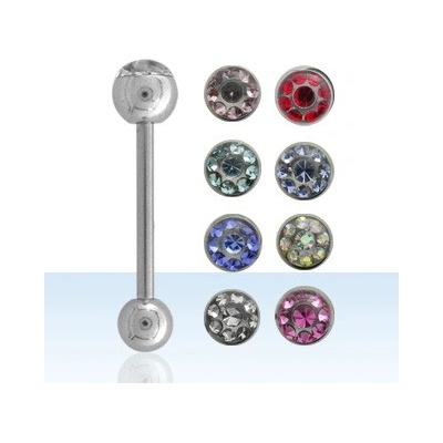 Marre piercing do jazyku činka s krystalky ABBTCRS