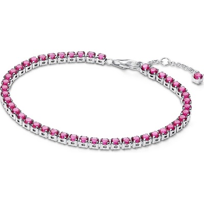 Pandora Tenisový strieborný náramok s ružovými zirkónmi Timeless 591469C04 20 cm