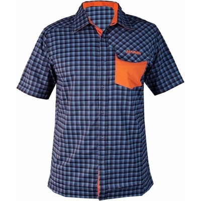 Haven Agness pánská košile krátký rukáv slim fit modrá/oranžová