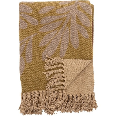 Bloomingville Lark hnědá/žlutá deka 130x160