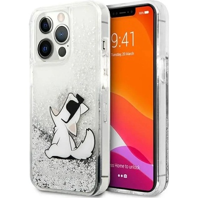 KARL LAGERFELD Liquid Glitter Choupette Fun case за iPhone 13 Pro Max 6.7" - сребрист (3666339029005)