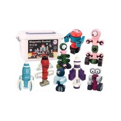 LEAN Toys Magnetic Blocks Space Rocket Set 56 pieces. Magnetic Rocket Mix