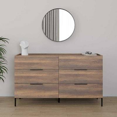 TopMebel Комод Oryana от меламин в орехов цвят 140x44x81см