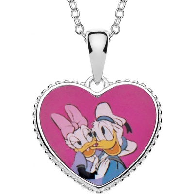 Disney Romantický strieborný náhrdelník donald and daisy duck CS00025SL-P
