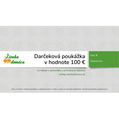 Darčeková poukážka 100 € Forma doručenia: papierová na adresu