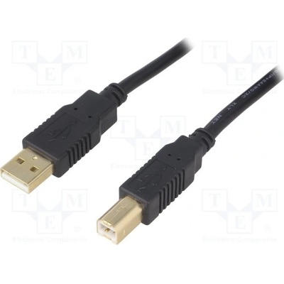BQ Cable CAB-USBAB/5G-BK USB 2.0, USB A vidlice, USB B vidlice, zlacený, 5m, černý