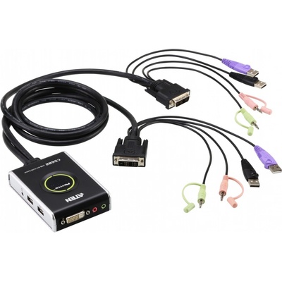 Aten CS-682-AT 2-Port USB DVI KVM Switch, Audio 2.1, Remote port selector (1,8m)