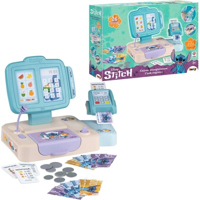 Smoby Registračná pokladňa Stitch Cash Register s otvárateľnou pokladňou a platobným terminálom 26 doplnkov