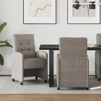 vidaXL Обедени столове с колела 2 pcs Сив 57 x 67 x 98 см Изкуствена (42017894)