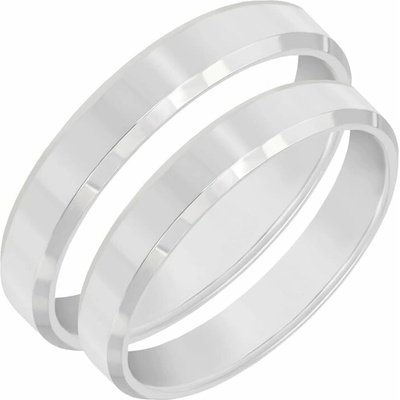 Eppi Platinové minimalistické svadobné obrúčky so skosenými hranami Dariel RW48768