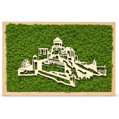 Mechový obraz s dřevěným výřezem na míru Velikost: 20x20cm