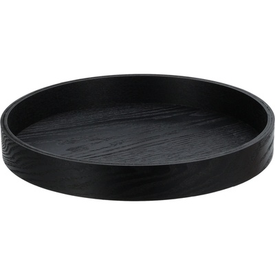 H&L Kulatý dřevěný servírovací tác 30cm malý černý